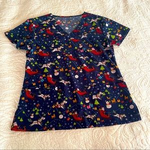 Christmas scrub shirt size medium